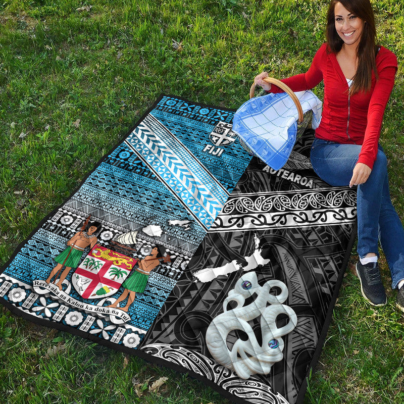 New Zealand and Fiji Premium Quilt Together Black LT8 - Wonder Print Shop