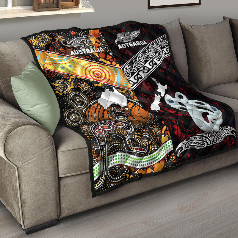 New Zealand Maori Aotearoa and Australia Aboriginal Premium Quilt Together Red LT8 - Wonder Print Shop