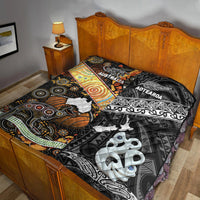 New Zealand Maori Aotearoa and Australia Aboriginal Premium Quilt Together Black LT8 - Wonder Print Shop