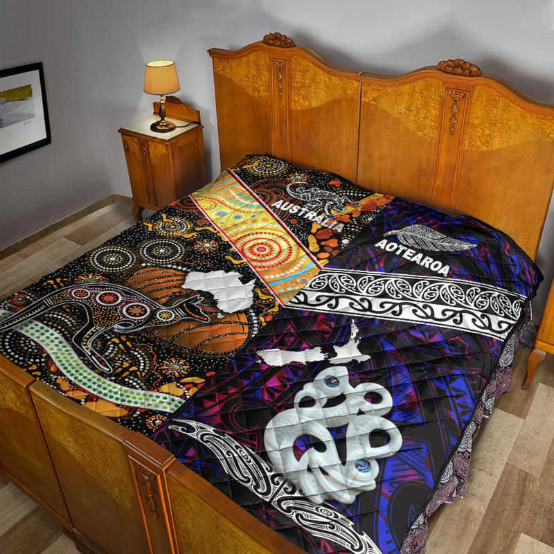 New Zealand Maori Aotearoa and Australia Aboriginal Premium Quilt Together Purple LT8 - Wonder Print Shop