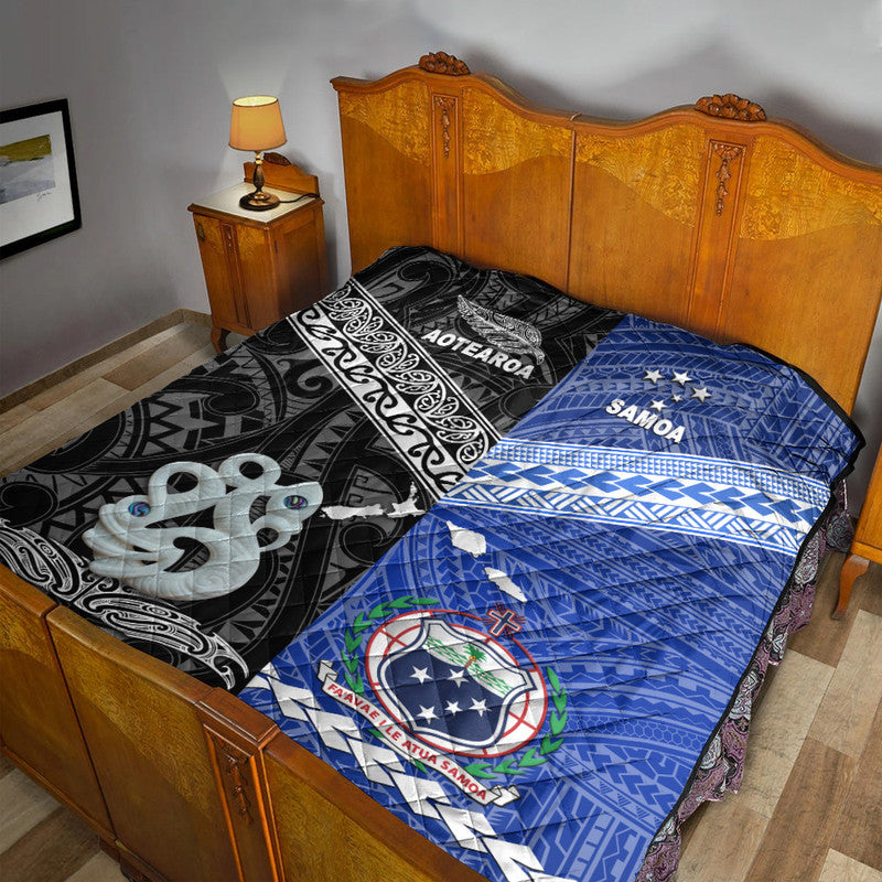 New Zealand and Samoa Premium Quilt Together Black LT8 - Wonder Print Shop