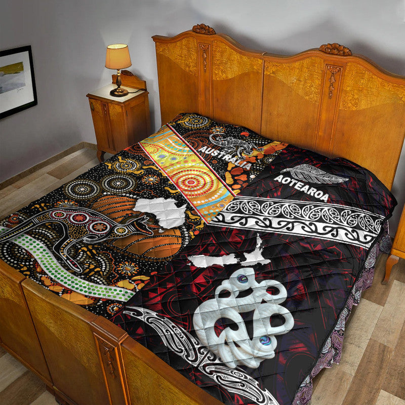 New Zealand Maori Aotearoa and Australia Aboriginal Premium Quilt Together Red LT8 - Wonder Print Shop