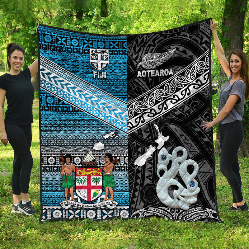 New Zealand and Fiji Premium Quilt Together Black LT8 - Wonder Print Shop