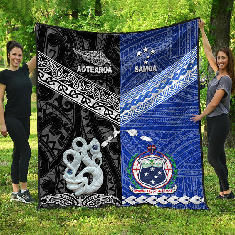 New Zealand and Samoa Premium Quilt Together Black LT8 - Wonder Print Shop
