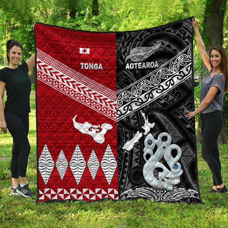 New Zealand and Tonga Premium Quilt Together Black LT8 - Wonder Print Shop