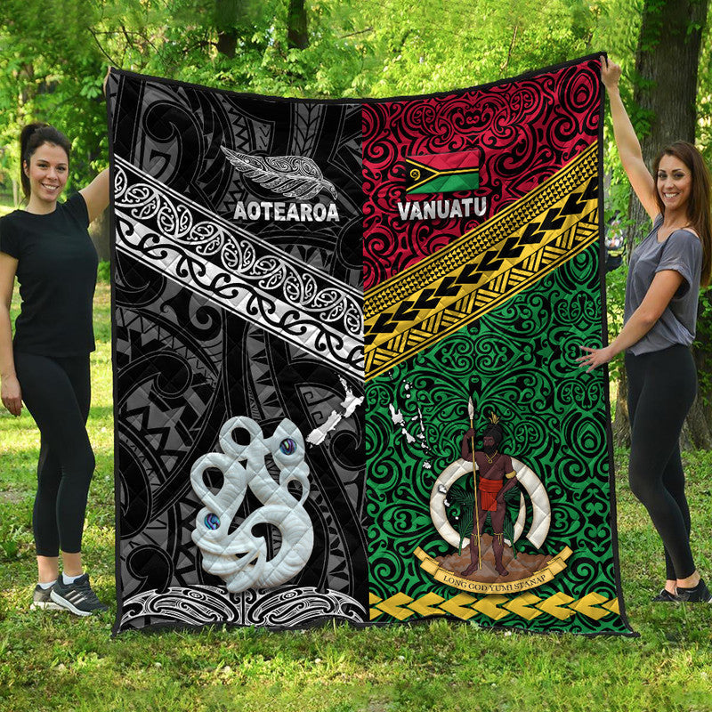 New Zealand and Vanuatu Premium Quilt Together Black LT8 - Wonder Print Shop