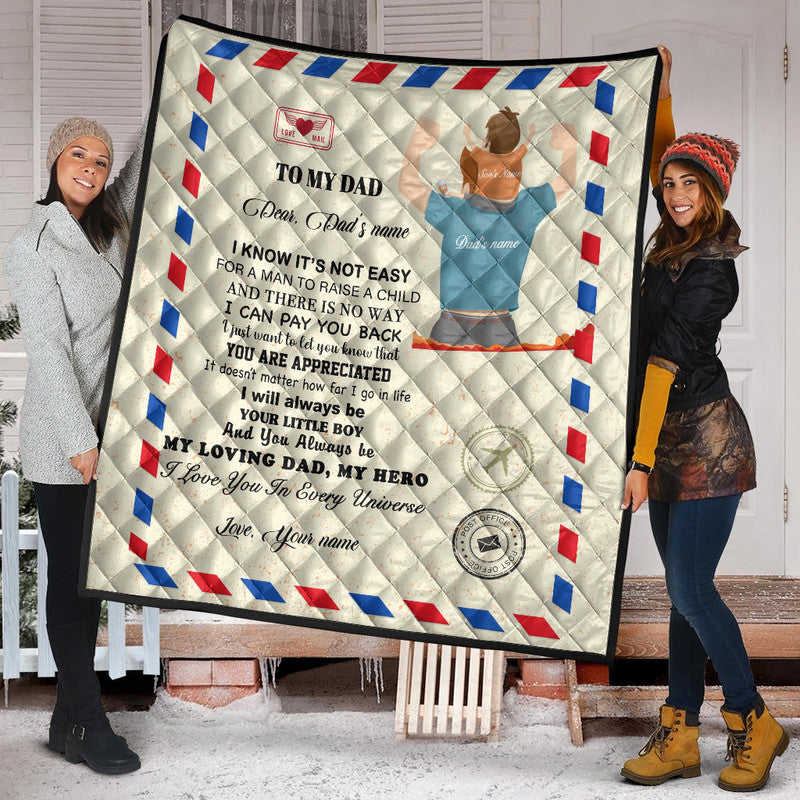 (Custom) Father Day Premium Quilt Letter From Son Simple Style NO.1 LT8 - Wonder Print Shop