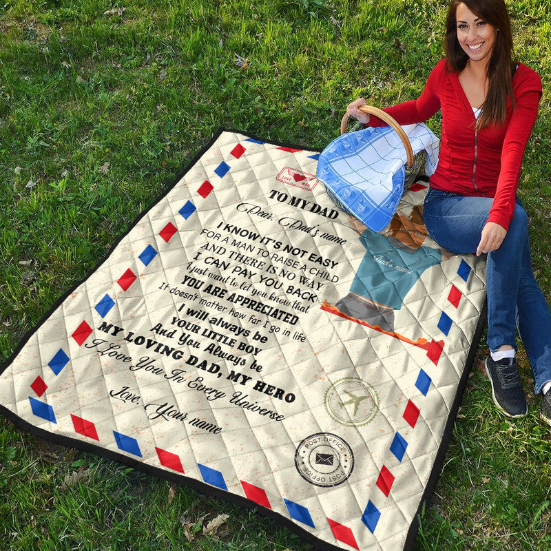 (Custom) Father Day Premium Quilt Letter From Son Simple Style NO.1 LT8 - Wonder Print Shop