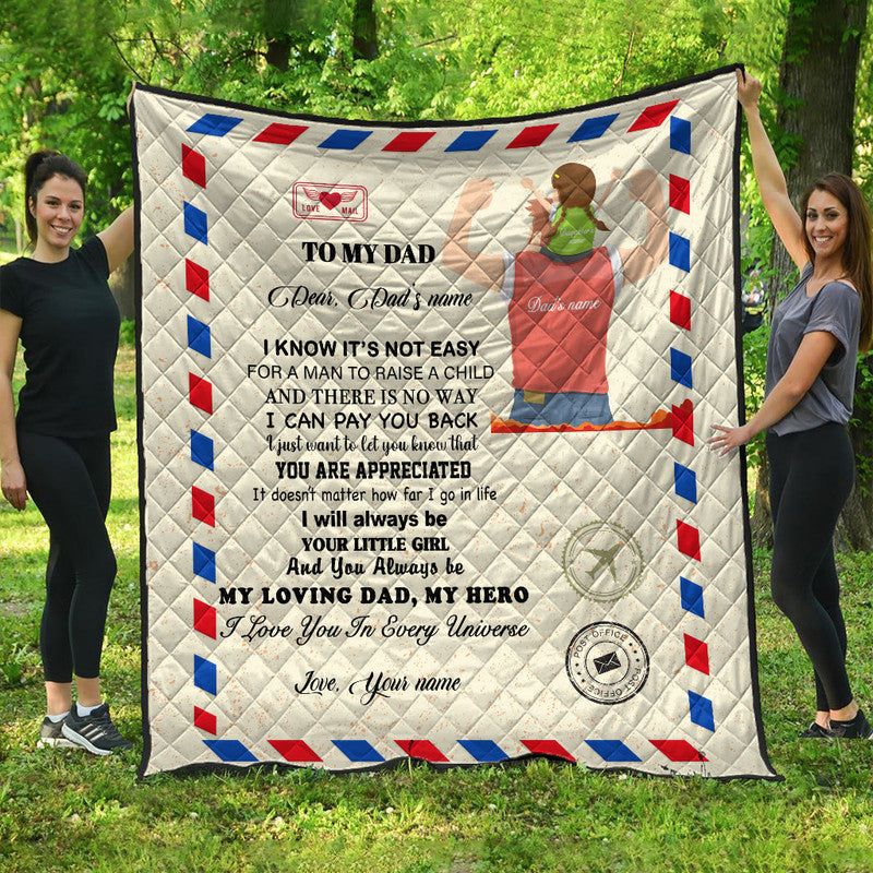 custom-father-day-premium-quilt-letter-from-daughter-simple-style-no1