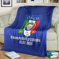 Blue Italy Champions d’Europa blanket with FIGC crest, 11.07.2021 text and white reverse edge