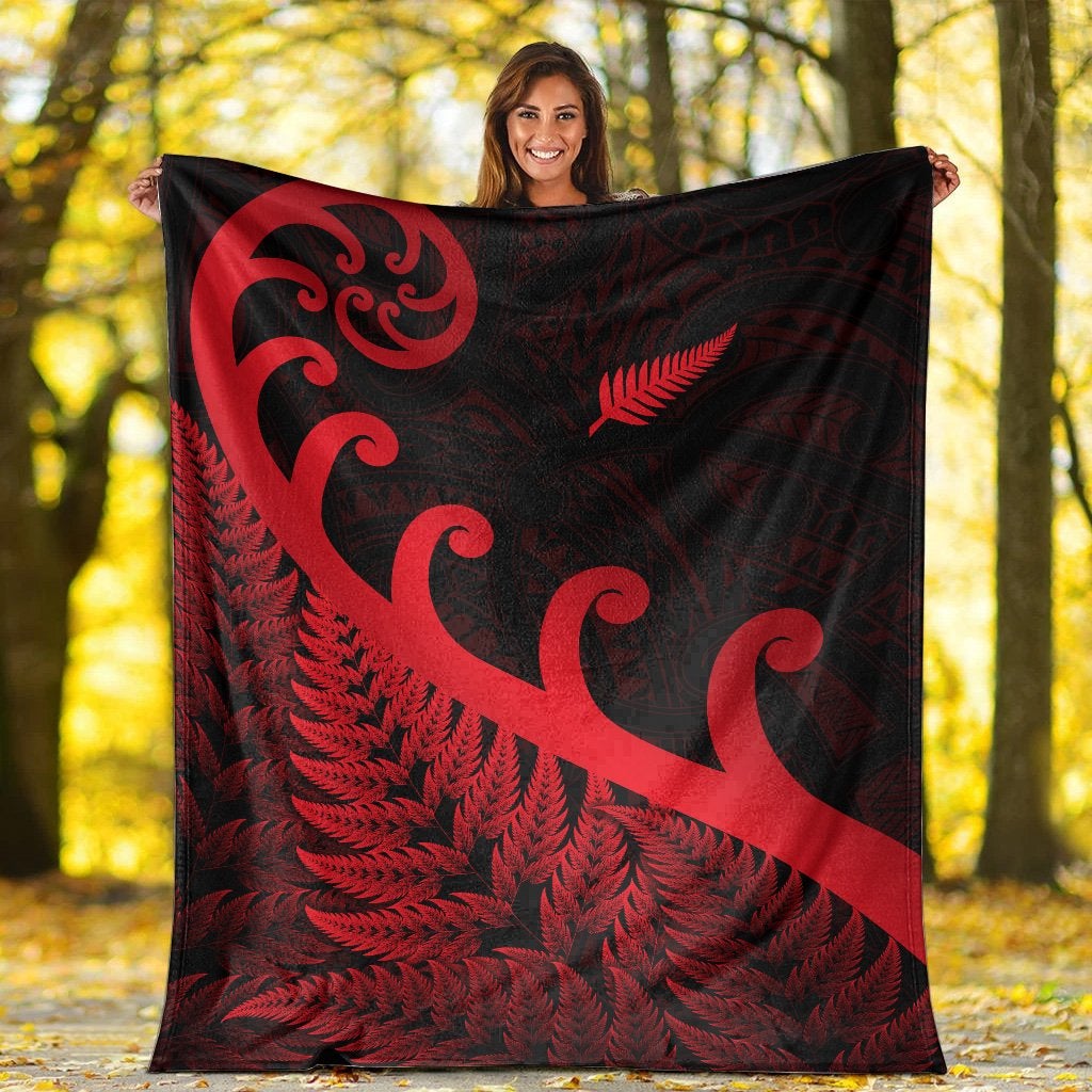 new-zealand-rugby-maori-premium-blanket-silver-fern-koru-vibes-red