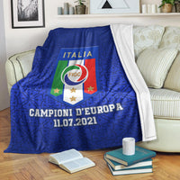 Blue Italy Champions d’Europa blanket with FIGC crest and 11.07.2021 text, white border