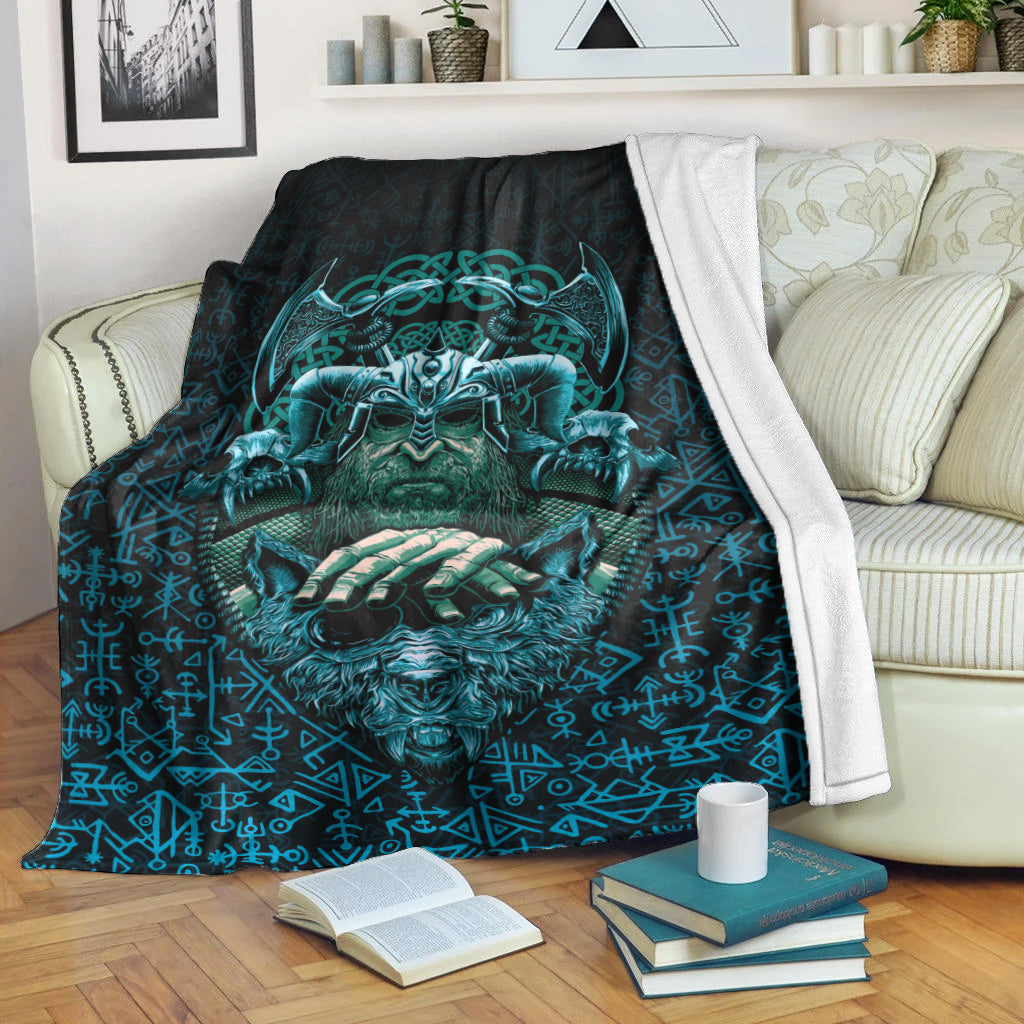 viking-premium-blanket-odin-with-fenrir