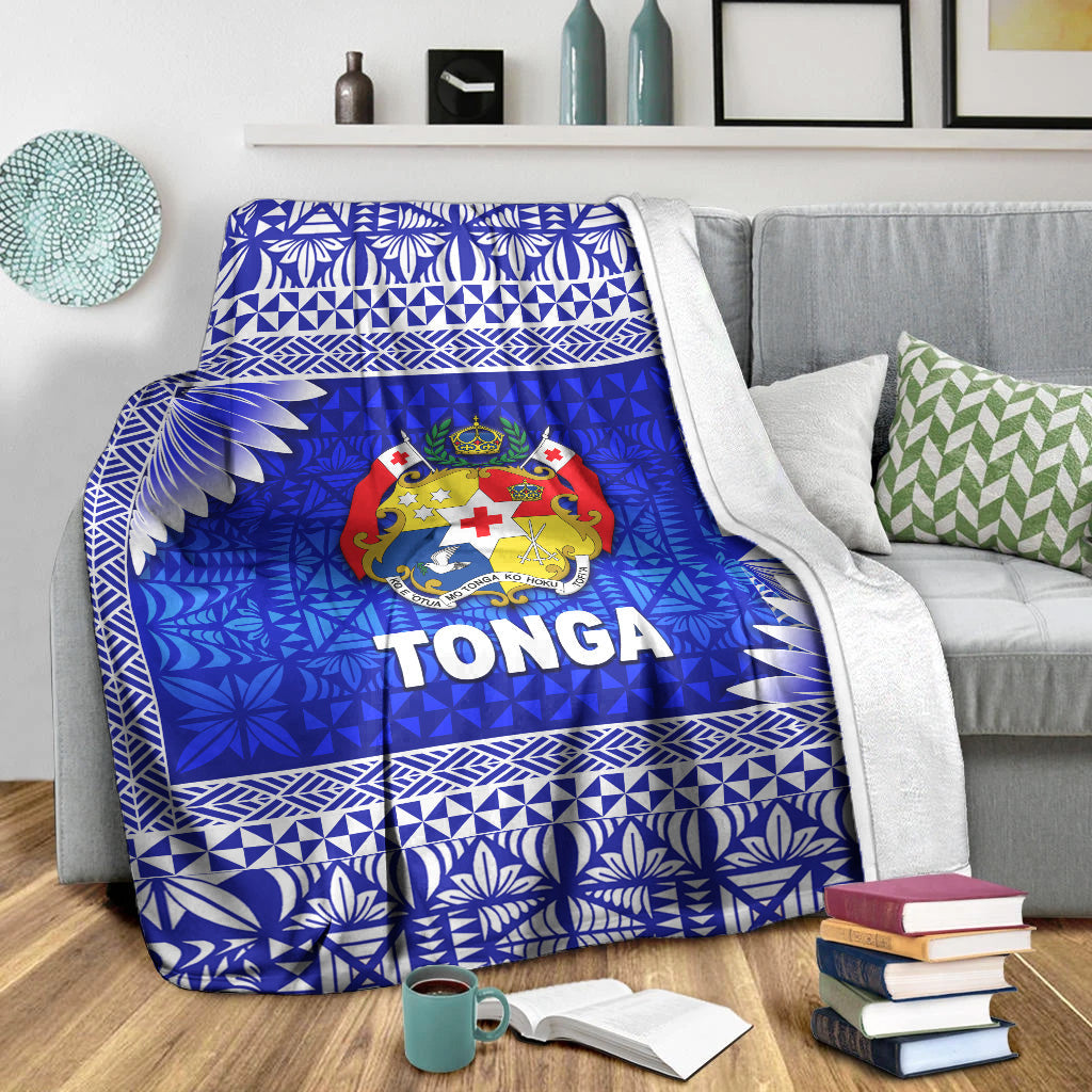 tonga-coat-of-arms-premium-blanket-simplified-version-blue