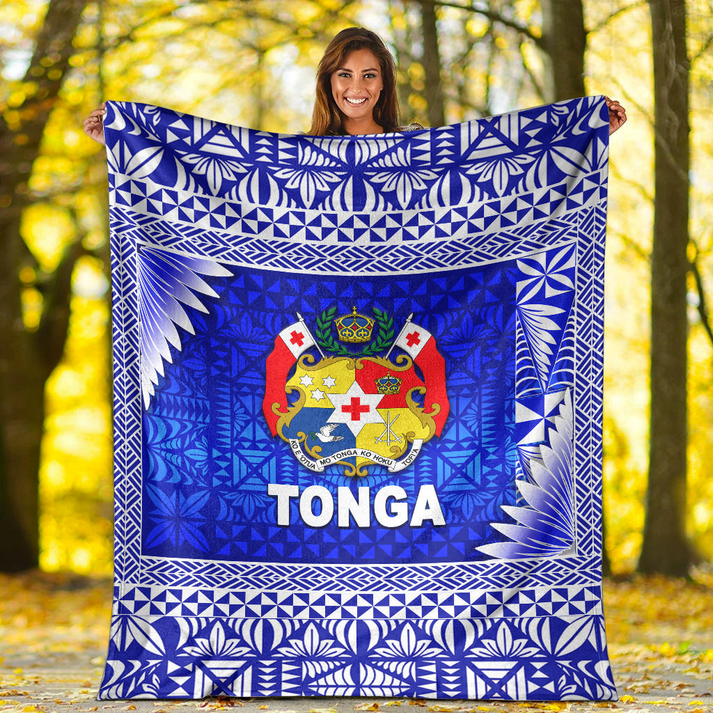 tonga-coat-of-arms-premium-blanket-simplified-version-blue