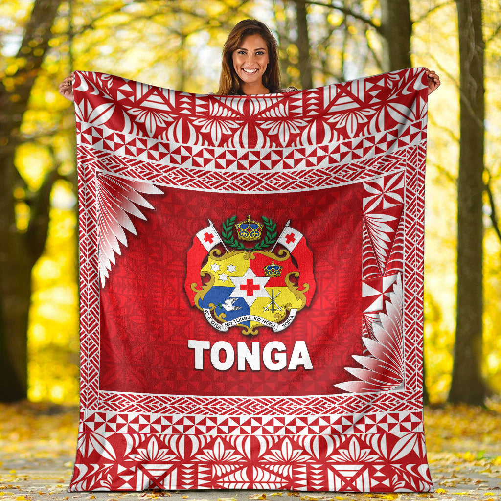 tonga-coat-of-arms-premium-blanket-simplified-version-red