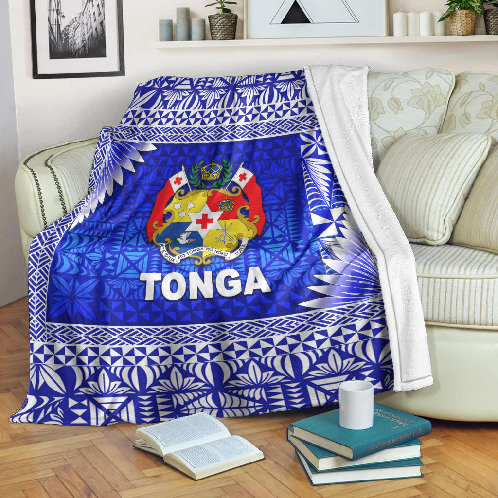 tonga-coat-of-arms-premium-blanket-simplified-version-blue