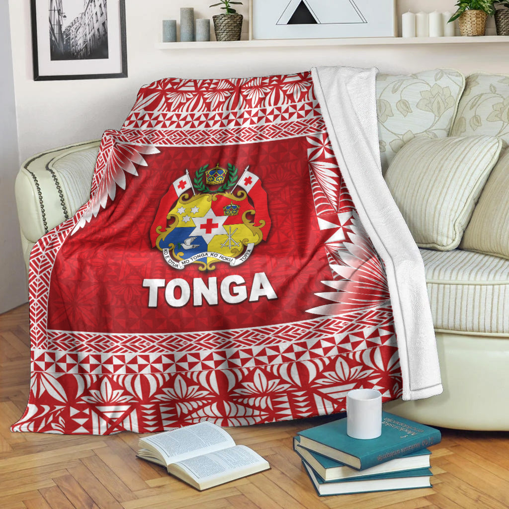 tonga-coat-of-arms-premium-blanket-simplified-version-red