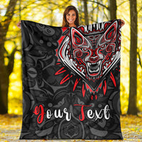 custom-personalised-canada-wolf-premium-blanket-haida-and-maple-leaf