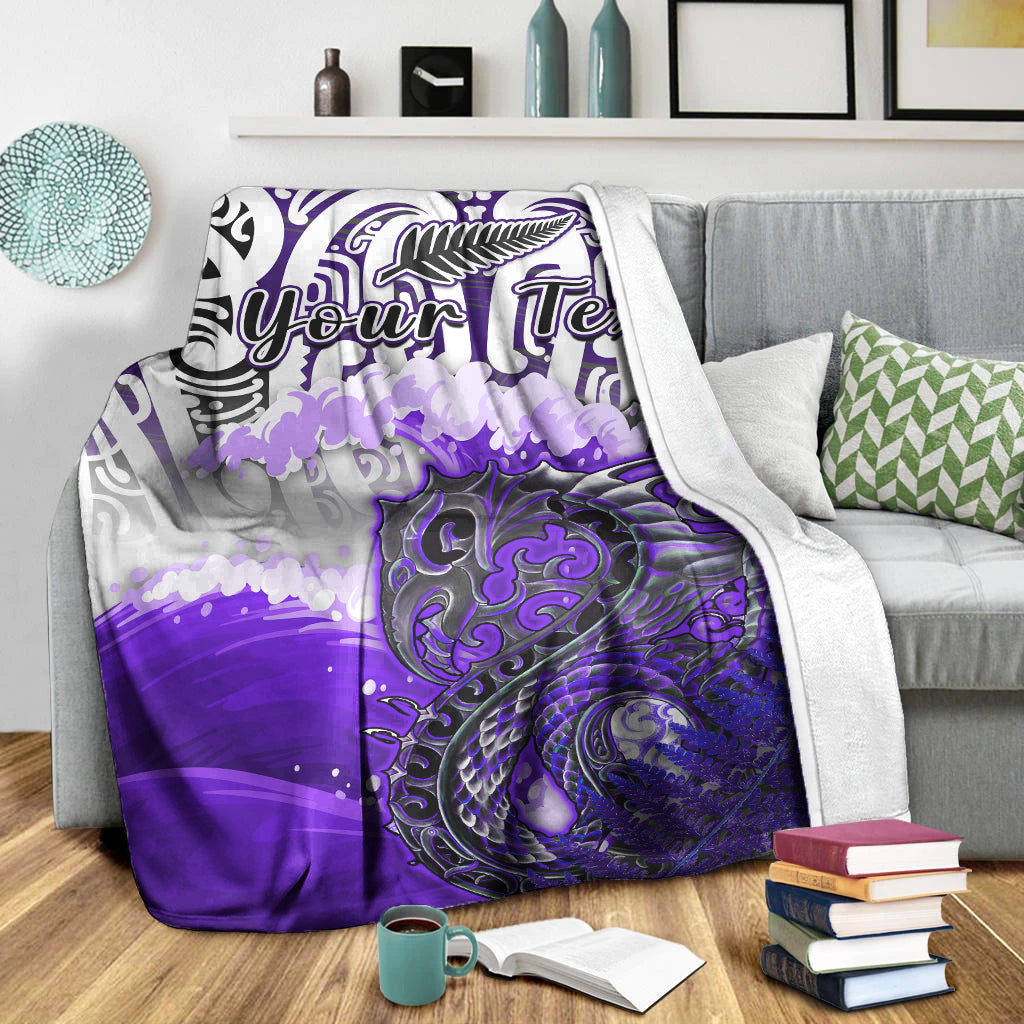 custom-personalised-manaia-maori-premium-blanket-fern-aotearoa-purple-waves-lt13
