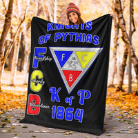 Black Knights of Pythias premium blanket with colorful emblem and 1864 text