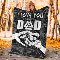 Black Viking dad blanket: 'I LOVE YOU DAD' rune and hammer graphic