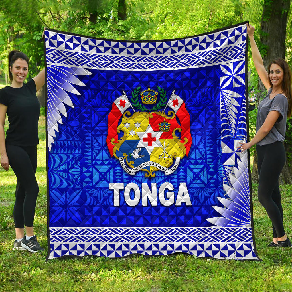 Tonga Coat Of Arms Premium Quilt Simplified Version Blue LT8 - Wonder Print Shop
