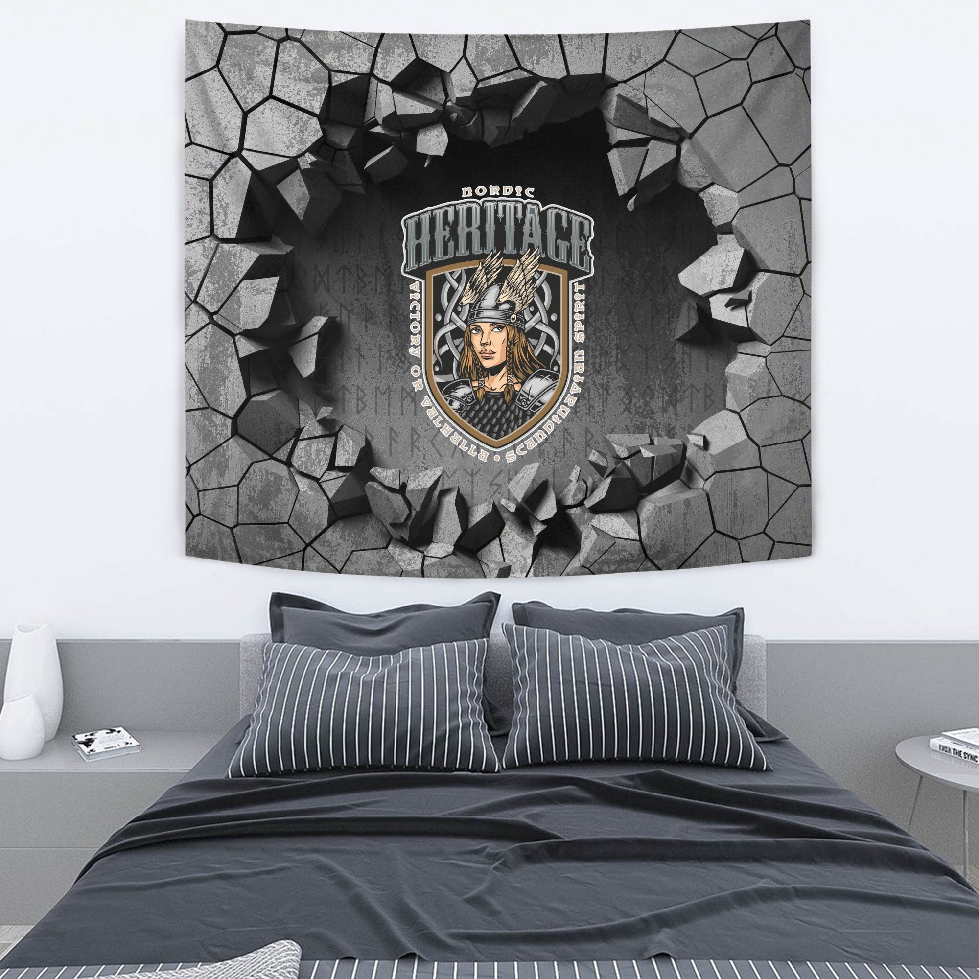 Viking Tapestry - Old Skull Face Isolated Tapestry RLT12 - Wonder Print Shop