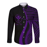 Hawaii Long Sleeves Button Shirts - Purple Polynesian Tentacle Tribal Pattern - Wonder Print Shop