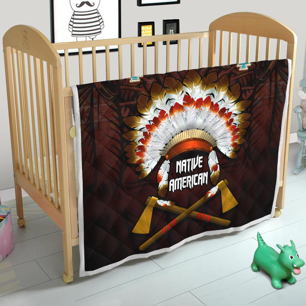 The First Americans Premium Quilt Indian Headdress With Skull LT13 - Wonder Print Shop