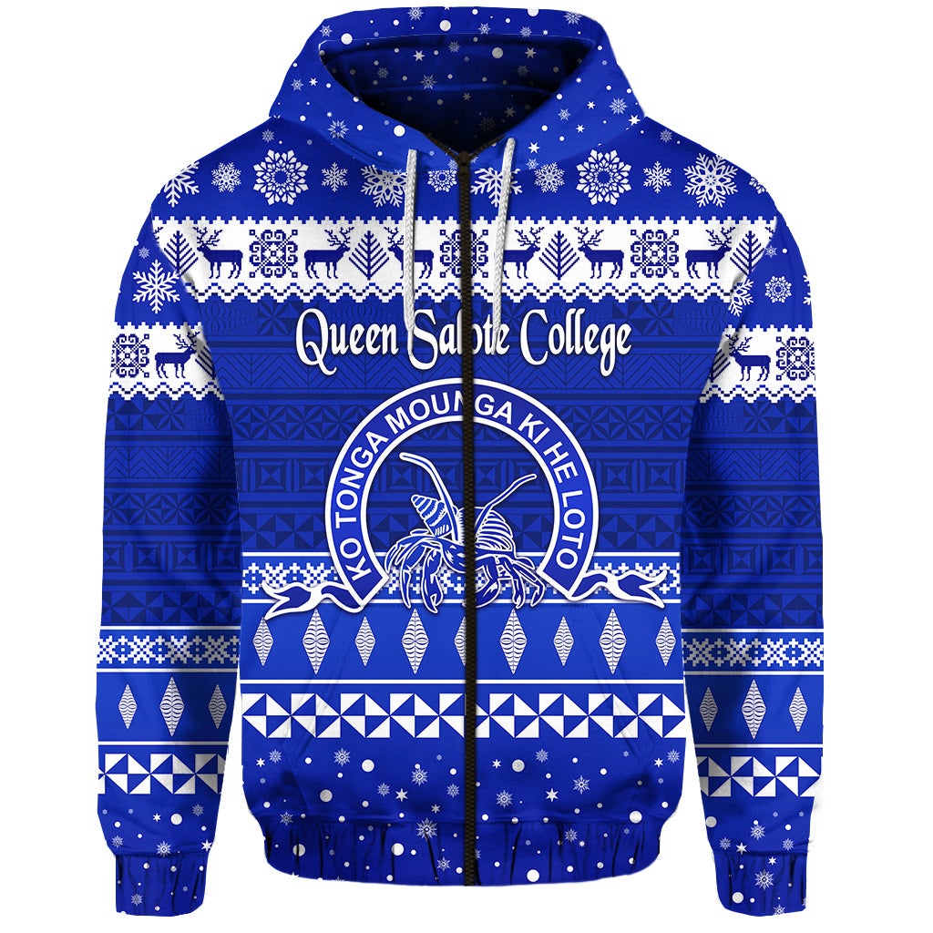 Queen Salote College Christmas Zip Hoodie Simple Style LT8 - Wonder Print Shop