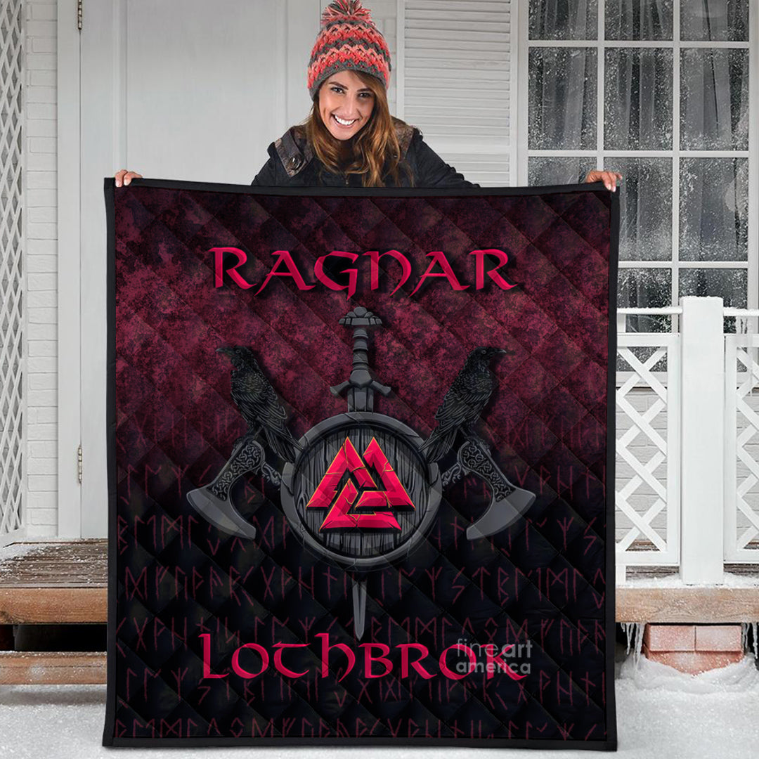 Viking Quilt - Ragnar Lothbrok - Ragnar Lodbrok - Viking Warrior - Red Version Quilt RLT12 - Wonder Print Shop