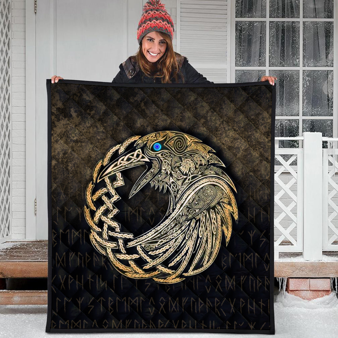 Viking Quilt - Vikings Raven - Gold Version Quilt RLT12 - Wonder Print Shop