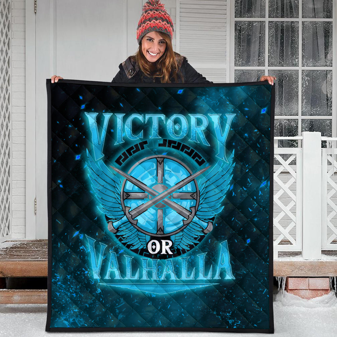 Viking Quilt - Victory Or Valhalla Cyan Style Quilt RLT12 - Wonder Print Shop