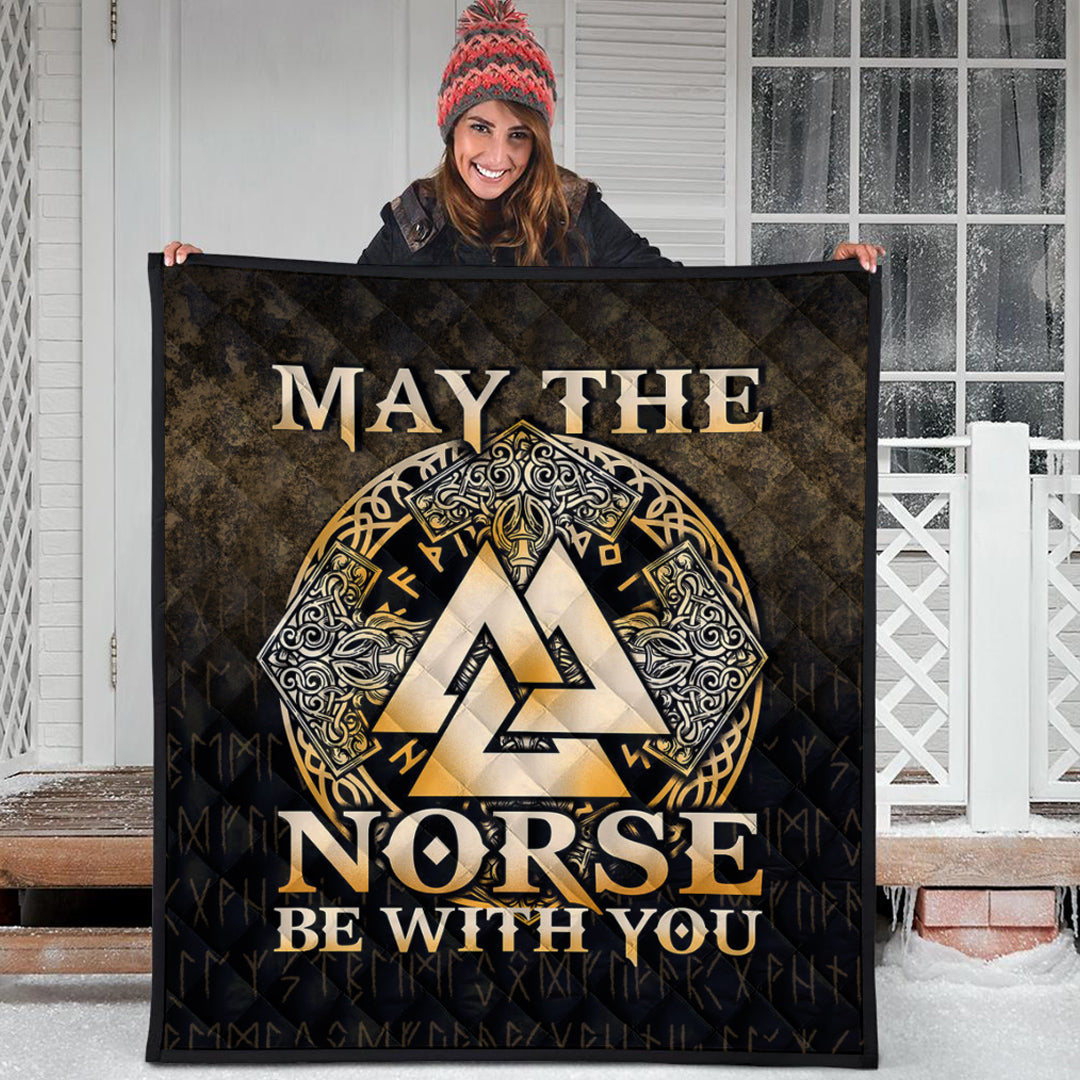 Viking Quilt - May The Norse Be With You Viking - Gold Version Quilt RLT12 - Wonder Print Shop