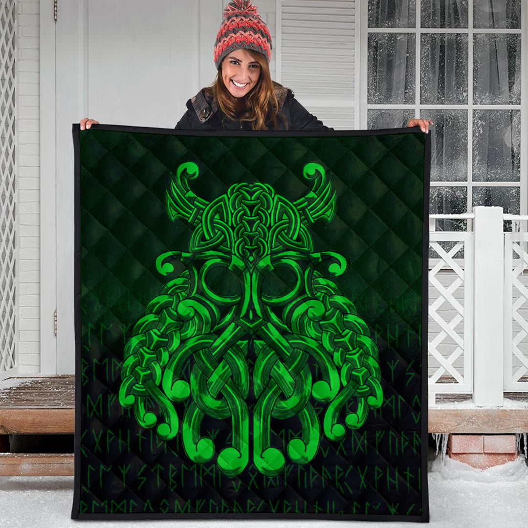 Viking Quilt - Vikings Odin Valhalla - Green Version Quilt RLT12 - Wonder Print Shop