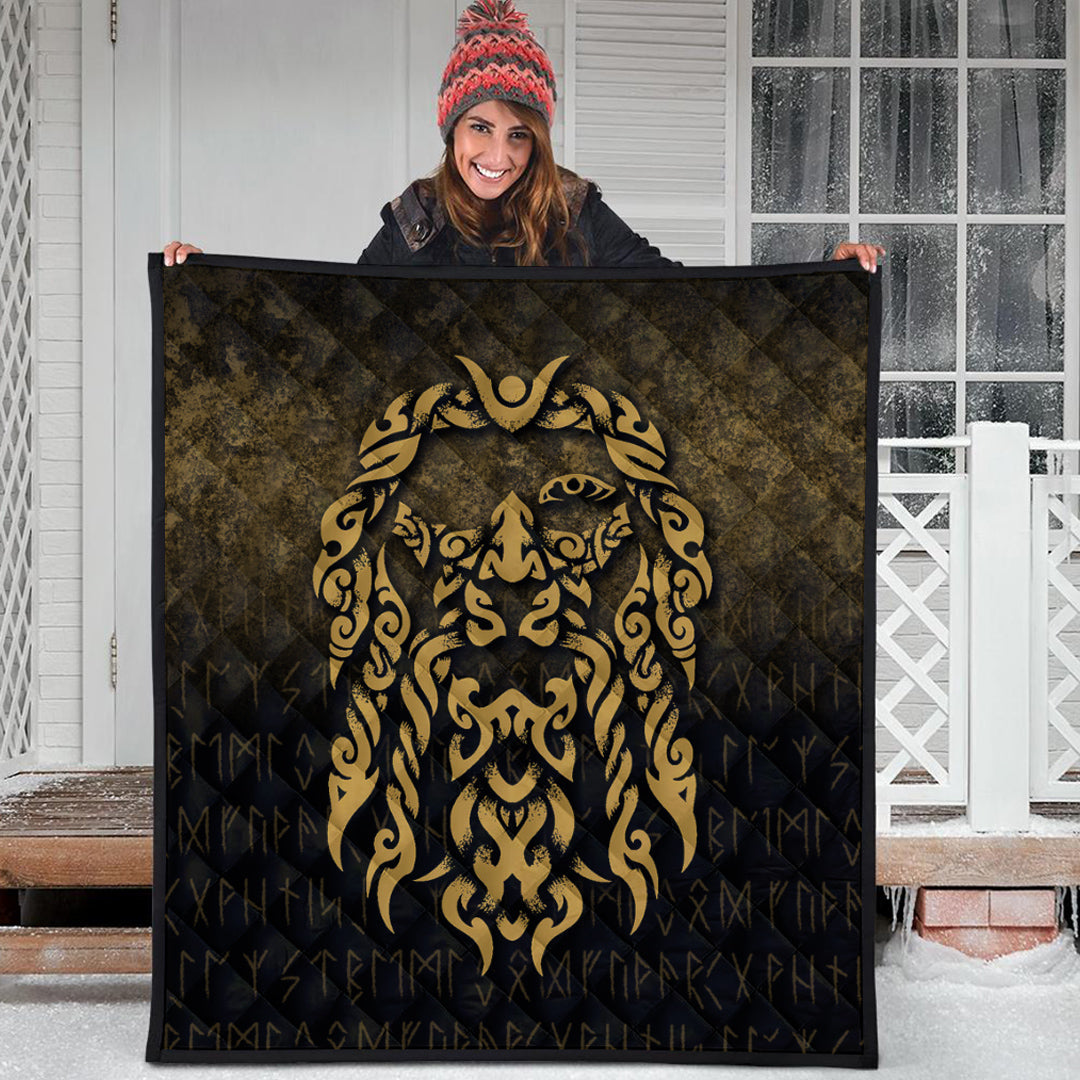 Viking Quilt - Viking God Odin Allfather In Asgard Raven God - Gold Version Quilt RLT12 - Wonder Print Shop