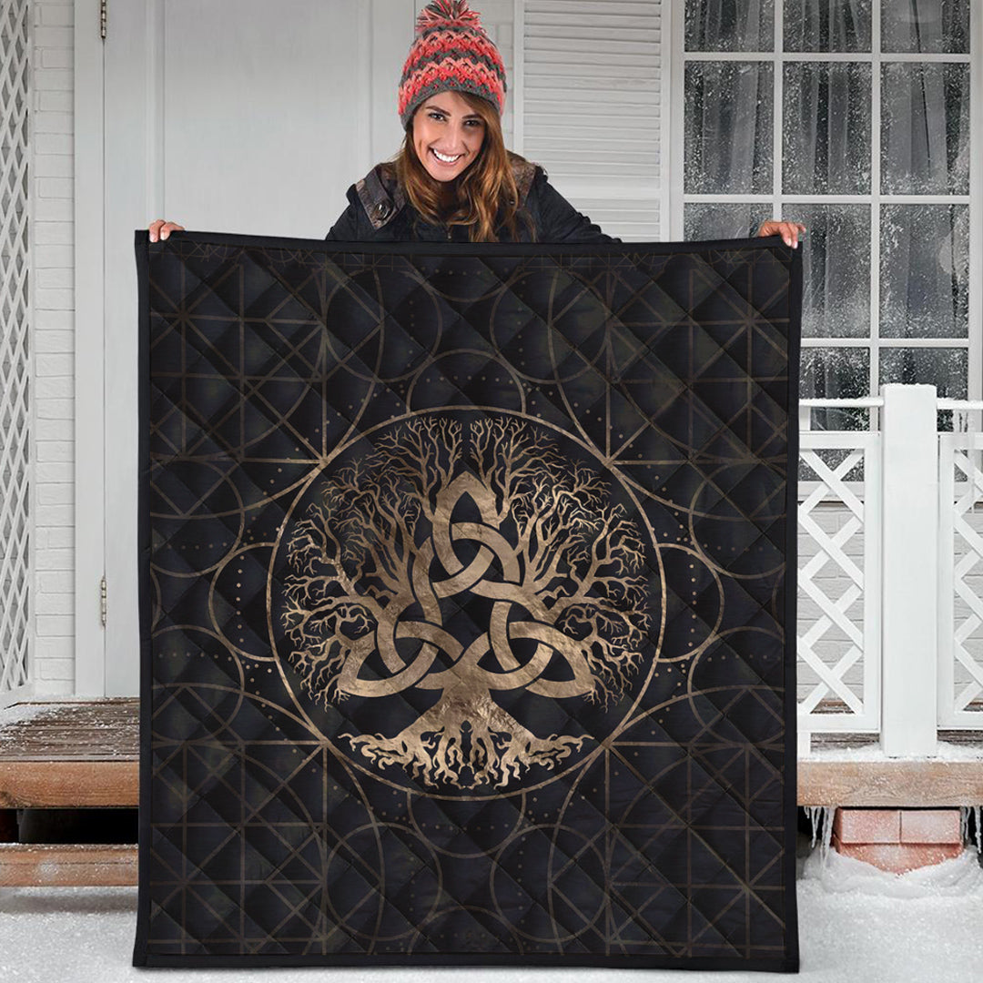 Viking Quilt - Tree Of Life Yggdrasil with Triquetra Quilt RLT12 - Wonder Print Shop