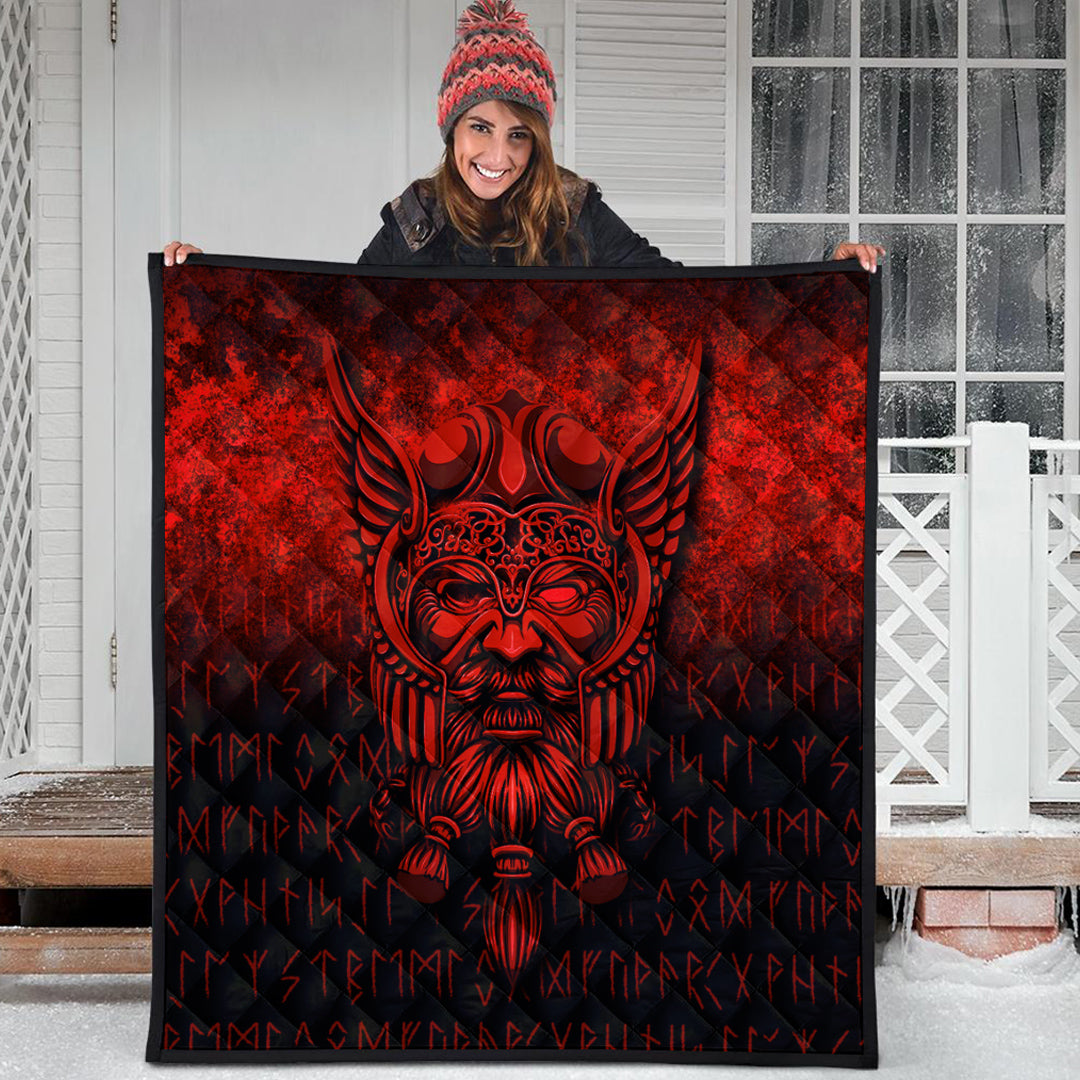 Viking Quilt - Viking Odin Allfather In Asgard - Red Version Quilt RLT12 - Wonder Print Shop