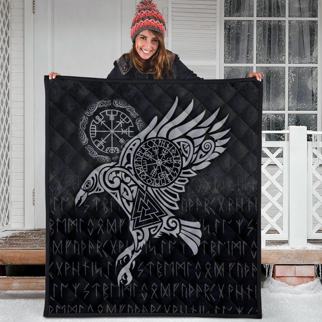 Viking Quilt - Raven Vegvisir Tattoo - Special Version Quilt RLT12 - Wonder Print Shop