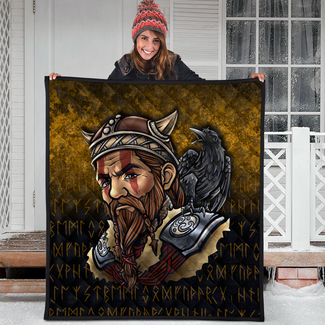Viking Quilt - Viking Warrior Odin Valhalla Raven Quilt RLT12 - Wonder Print Shop