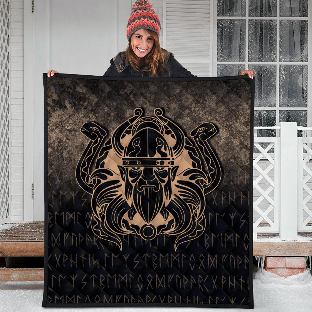Viking Quilt - Nordic Warrior Valhalla Norse - Gold Version Quilt RLT12 - Wonder Print Shop