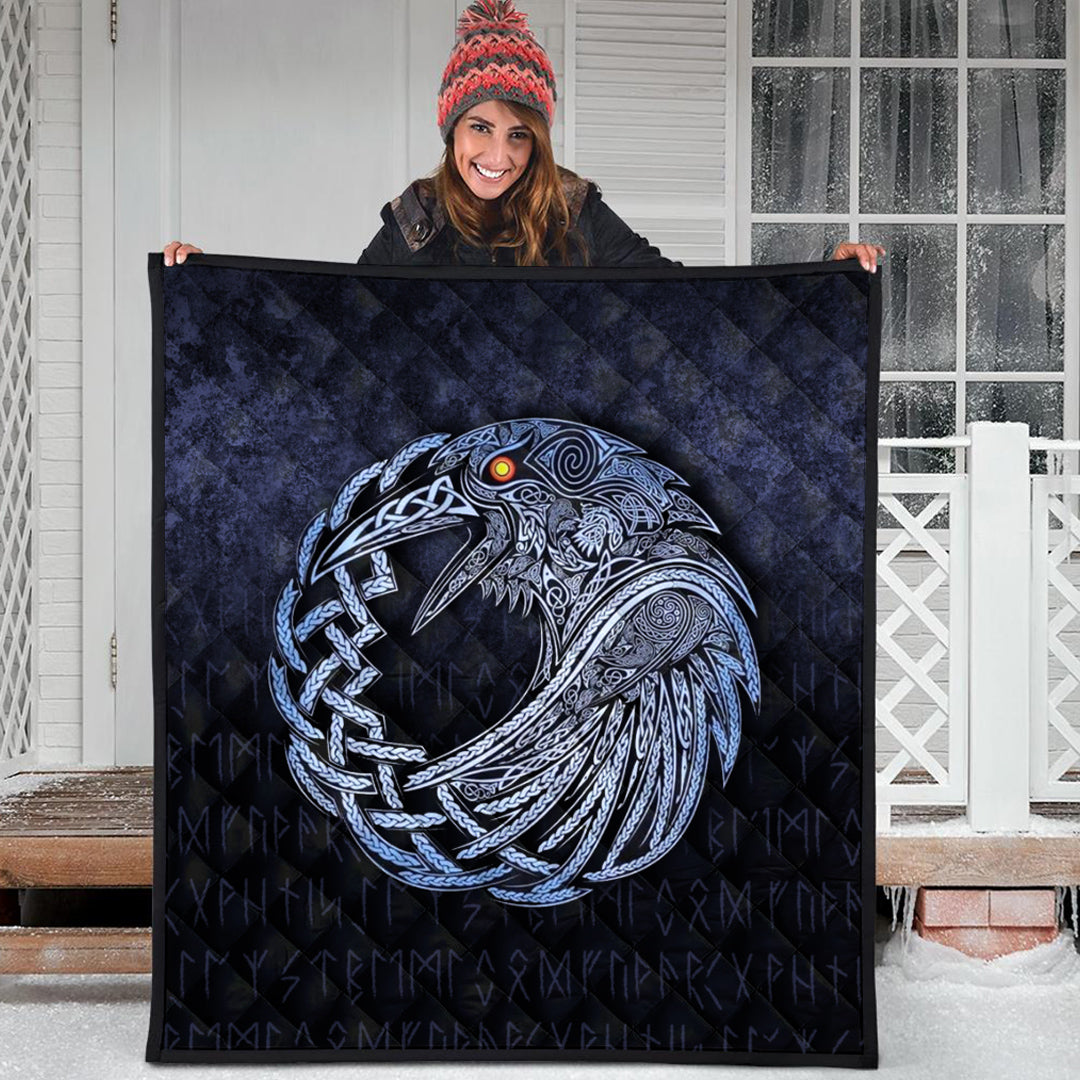 Viking Quilt - Vikings Raven - Special Blue Version Quilt RLT12 - Wonder Print Shop
