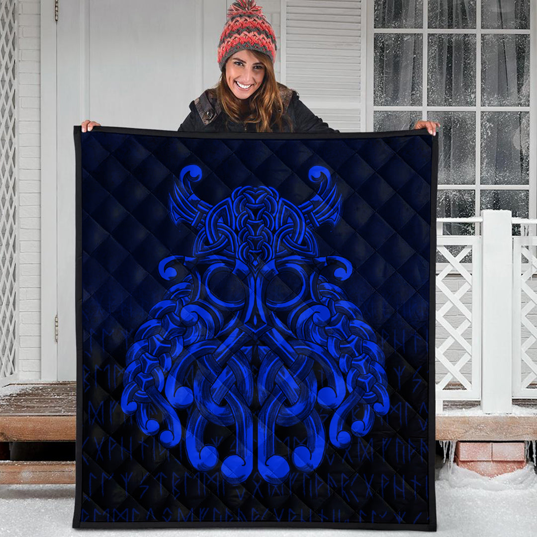 Viking Quilt - Vikings Odin Valhalla - Blue Version Quilt RLT12 - Wonder Print Shop