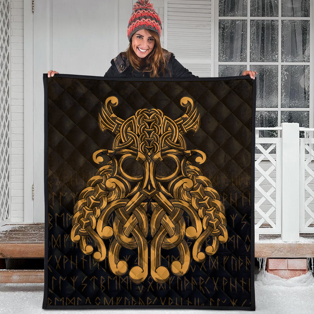 Viking Quilt - Vikings Odin Valhalla - Gold Version Quilt RLT12 - Wonder Print Shop