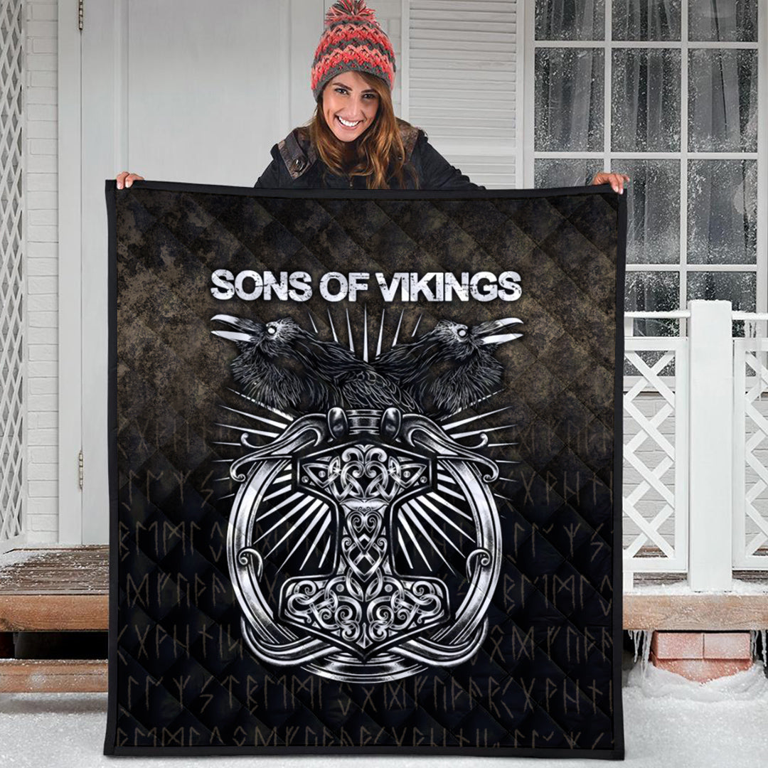 Viking Quilt - Vikings Ravens Mjolnir Quilt RLT12 - Wonder Print Shop