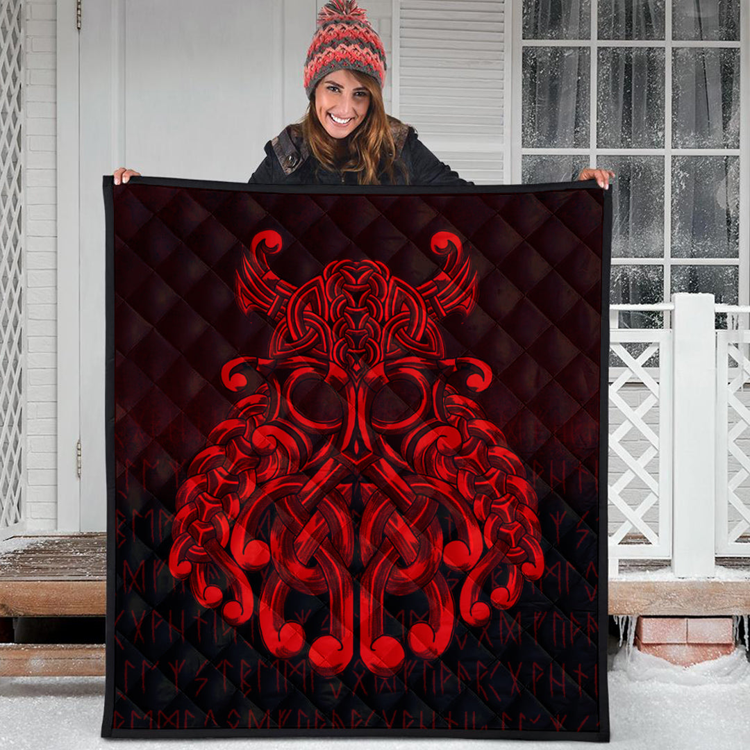 Viking Quilt - Vikings Odin Valhalla - Red Version Quilt RLT12 - Wonder Print Shop