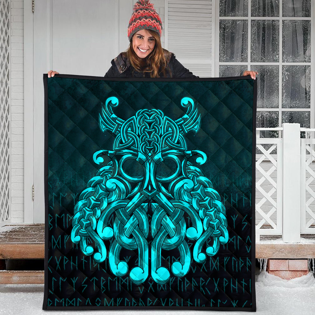 Viking Quilt - Vikings Odin Valhalla - Cyan Version Quilt RLT12 - Wonder Print Shop