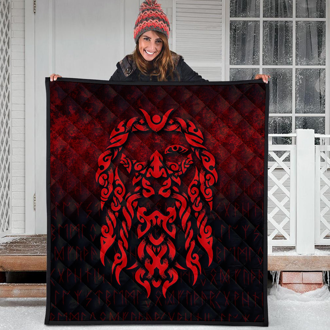 Viking Quilt - Viking God Odin Allfather In Asgard Raven God - Red Version Quilt RLT12 - Wonder Print Shop