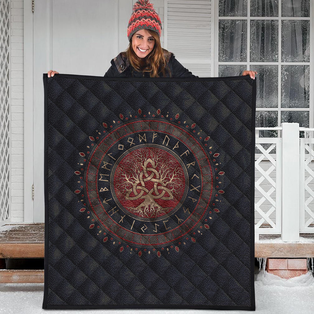 Viking Quilt - Tree Of Life with Triquetra Quilt RLT12 - Wonder Print Shop